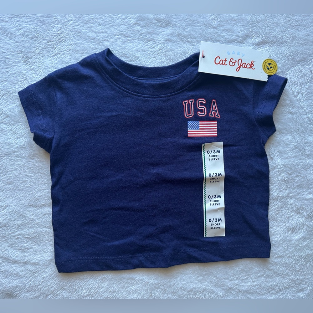 Cat & Jack Navy Toddler Tee with USA Flag Graphic
